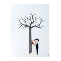 Stampa albero con impronta di matrimonio 29,5 x 42 cm