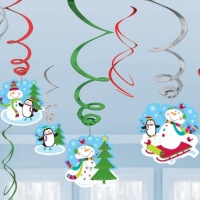 Ciondolo decorativo natalizio con spirale - 12 pezzi