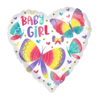 Palloncino cuore di bambina con farfalle colorate 43cm - Anagramma