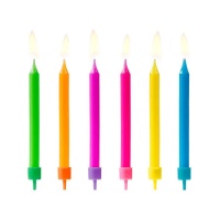 Candele colorate da 6,5 cm - PartyDeco - 6 pezzi