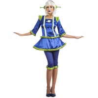 Costume da alieno blu con antenne per donna