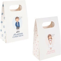 Scatole regalo 10 x 6 x 16 cm con manico per comunione - 4 pz.