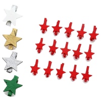 Mollette decorative stella colorata da 3 cm - 15 unità
