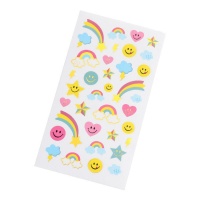 Etichette adesive emoticons e arcobaleno - 1 foglio