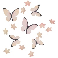 Ostie di mini fiori e farfalle color pesca rosa - 30 pezzi