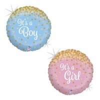 Palloncino rotondo 'It’s a boy - It’s a girl” di 46 cm - Grabo