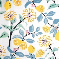 Tessuto popeline di cotone Limoni e fiori - Katia