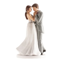 Statuina da 18 cm per torta nuziale con sposi danzanti che si tengono per mano