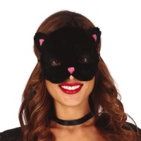 Maschera da gatto nera e rosa