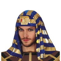 Copricapo da faraone egiziano dorato e blu