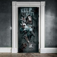 Poster per porta zombie con messaggio da 80 x 180 cm
