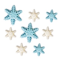 Decorazioni di zucchero fiocchi di neve blu e bianchi - Decora - 9 unità