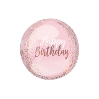 Palloncino orbz rosa Happy Birthday 38 x 40 cm - Anagram