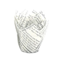 Capsule di carta a tulipano con disegno di giornale per muffin - Pastkolor - 50 pz.
