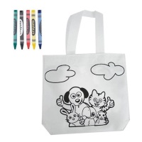 Borsa da colorare con animali e pastelli