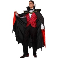 Costume da vampiro per uomo con gilet rosso brillante