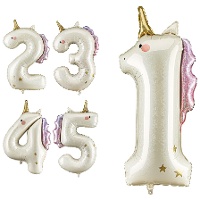 Palloncino a forma di numero Unicorno di 93 cm - PartyDeco - 1 unità