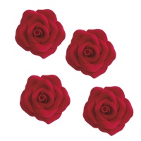 Decorazioni di zucchero rose rosse da 7 cm - Dekora - 9 unità