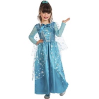 Costume da principessa dei ghiacci blu con fiocchi di neve per bambina