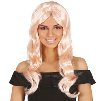 Parrucca lunga ondulata rosa