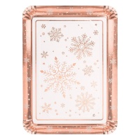 Vassoio rettangolare in cartone Rose Gold Snow 25 x 34 cm - 1 pz.