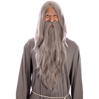 Parrucca e barba da mago grigio