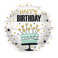 Palloncino Happy Birthday Cake con stelle 45 cm - Folat
