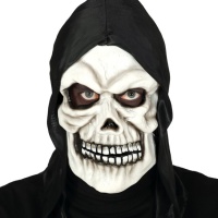 Maschera scheletro con cappuccio nero