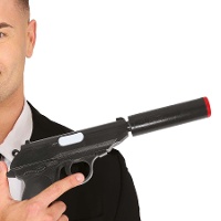 Pistola nera con silenziatore di 25 cm