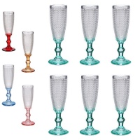 Bicchiere da champagne da 180 ml con puntini e base ambrata - 6 pz.