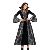 Costume da vampira con stampa gotica argentata per donna