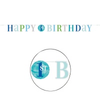 Festone Happy Birthday azzurro 1,82 m