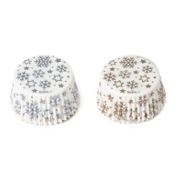 Capsule per cupcake con fiocchi di neve dorati e argentati - Decora - 36 pezzi
