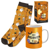 Set regalo di tazza e calzini Halloween cimitero