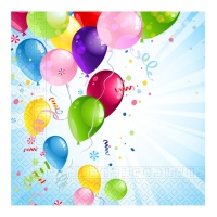 Tovaglioli da festa con palloncini multicolori 16,5 x 16,5 cm - 20 pezzi