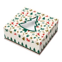 Scatola per torta dei Re Magi con albero di Natale 28 x 7,5 cm - Sweetkolor
