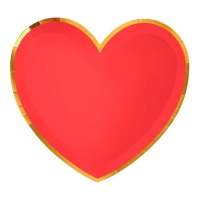 25 x 23 cm piatti rossi a forma di cuore - 6 pz.