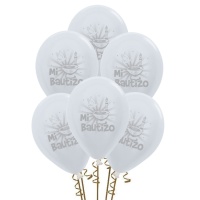 Palloncini in lattice bianco perlato Mi Bautizo da 30 cm - Sempertex - 12 unità