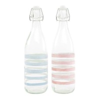 Bottiglia da 1 L con strisce blu o rosa - DCasa