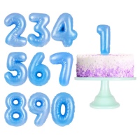 Candela a forma di numero blu 6 cm - 1 pezzo