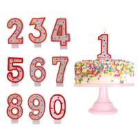 Candela numerica classica con puntini colorati da 6 cm