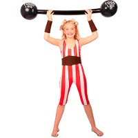 Costume da forzuto rosso e bianco per bambina