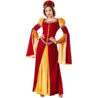 Costume d'epoca medievale oro e marrone per donna