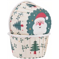 Capsule per cupcake di 5 cm con abeti di Natale - 50 pezzi