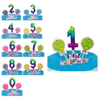 Set di candele numeriche con palloncini e cartello - 4 pezzi.