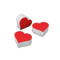 Figura in sughero a forma di cuore rosso 13,8 x 12,5 cm - 3 pz.