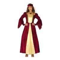 Costume cortigiana medievale con velo da donna