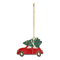 Ciondolo per auto in metallo con albero di Natale 9 x 6,5 cm