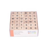 Set di timbri alfabeto e numeri 1,4 x 3 cm - 36 pezzi.