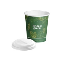 Bicchiere da 200 ml in PE verde con coperchio - Honest Green - 25 pz.